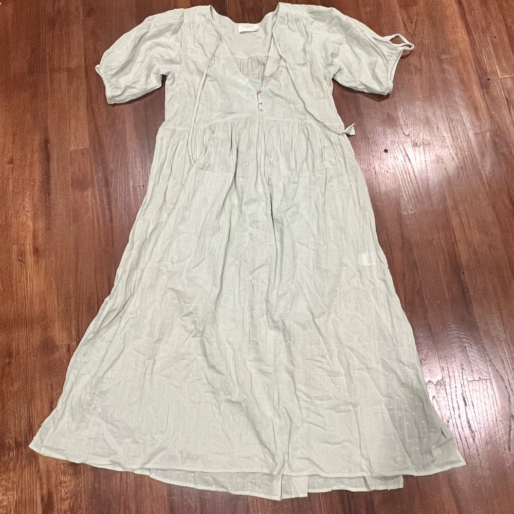 Auguste The Label Green Puff Sleeve Sundress
